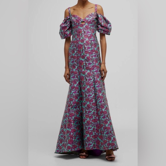 Zac Posen Dresses & Skirts - $1492 Zac Posen Women's Purple Floral Jacquard Cold Shoulder Gown